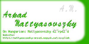 arpad mattyasovszky business card